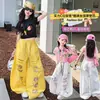 Pantalones Rasgados con Parches de Encaje para Niñas 2026 Verano Nuevo Estilo para Niños Mayores, Pantalones de Pierna Ancha de Algodón para Baile Callejero Jazz