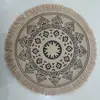 Manteles Individuales y Posavasos de Lino Estilo Vintage, Hechos de Material de Yute con Bordes de Borlas, Logo Impreso, Ecológicos y Reutilizables