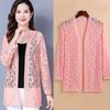 Cardigan largo de encaje para mujer talla grande, abrigo fino de manga larga, ropa de protección solar, camisa para aire acondicionado, novedad de primavera 2022