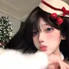 Ambiente Navideño Lazo Sombrero de Cereza Gorro de Navidad Accesorios para el Cabello Tocado Pasador Pasador Joyería Decoración