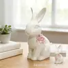 Adornos de Conejo con Forma de Flor Pintados a Mano en Cerámica para el Hogar, Decoraciones Lindas y Creativas para Sala de Estar y Oficina, Decoraciones de Pascua