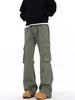Pantalones casuales de trabajo de alta gama estilo americano deconstruidos con múltiples bolsillos para hombre, holgados, con vibra retro y combinables, pantalones largos microacampanados