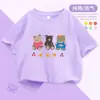2042 # Camiseta de Algodón Puro de Manga Corta para Niña 2025 Nuevo Top Holgado de Verano Ropa para Niños Talla Mediana y Grande Camiseta Estampada para Niños