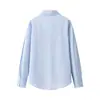 Produto Novo Transfronteiriço 2025 Estilo Europeu e Americano Exportação Atacado de Roupas Femininas Camisa de Popeline Decorativa Camada de Peito Zr