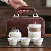 Juego de té de viaje portátil, venta al por mayor, juego de té de kung fu para exteriores, apto para taza exprés, regalo de negocios chino para vacaciones, logotipo