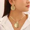Collar Colgante Geométrico Elegante con Forma de Corazón y Juego de Pendientes Transfronterizo Europeo y Americano para Mujer, Pendientes Personalizados Retro Franceses