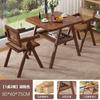 Mesa de Té y Escritorio de Madera Maciza Integrada de Doble Propósito Mesa de Té y Silla de Ocio Combinación Ratán Departamento Pequeño Estilo Nuevo Chino Balcón Mesa Pequeña