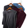 Traje de ropa interior térmica de terciopelo para hombre, cuello en V, color liso, conjunto base, otoño e invierno, para estudiante, terciopelo de doble cara, calzoncillos largos