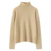 Novo suéter de cashmere 100% puro para outono e inverno para mulheres, gola alta, caimento justo, pulôver quente, cor sólida, manga longa