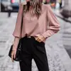 2025 Comercio Exterior Ropa Europea y Americana Transfronterizo Amazon Estación Independiente Aliexpress Camiseta Manga Larga Botones Color Sólido Casual