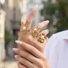 Anillo Abierto de Acero Inoxidable con Diseño de Concha, Perla y Girasol, Estilo Ins Europeo y Americano, Set de Joyería Sencillo y Exquisito, Joyería de Gama Alta de Nicho