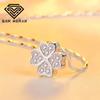Collar de Plata Esterlina S999 Trébol de Cuatro Hojas Diamante Completo para Mujer, Diseño Nicho, Cadena Versátil para la Clavícula, Colgante del Mismo Estilo, Cadena Corta