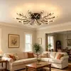Lámpara de Techo de Cristal Americana para Sala de Estar Moderna Minimalista Europea Creativa Forma de Flor Araña LED Iluminación para Dormitorio Comedor