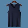 Verano para Hombre V Hombro Ancho Hilo de Algodón Sin Costuras Chaleco Deportivo Transpirable Camiseta Base Sin Mangas Algodón Fitness