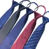 Corbata Formal de Negocios para Hombre, Estilo Cremallera Perezosa, Stock Listo de Fábrica, Corbata Negra Rayada de 8 cm Fácil de Usar sin Nudo para Trajes