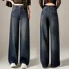 Jeans Rectos Pierna Recta con Hoja Curva Retro para Mujer 2026 Primavera/Otoño Nuevo Diseño Cintura Alta Pantalones de Pierna Estrecha de Caída Pantalones de Pierna Ancha