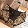 Venda Direta da Fábrica Combinação Estampa de Leopardo Seda Gelada Renda Sexy Roupa Íntima Feminina Cintura Média-Baixa Estampa de Leopardo Roupa Íntima Erótica Levanta Bumbum Feminino