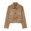 Moda europea y americana transfronteriza Bestseller de AliExpress: chaqueta corta elegante con efecto ante