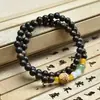 Pulsera de Doble Círculo de Madera de Águila 0.6 Cadena de Mano Portátil con Diseño de Loto de Madera de Boj Estilo Jade para Hombres y Mujeres