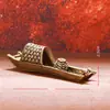 Ornamentos de Latão para Sala de Estar Estilo Chinês Barco Leve, Incensário Barco de Uma Folha, Ornamentos de Barco com Toldo Preto, Animais de Chá Antigos Criativos de Barco de Pesca