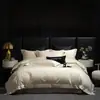 Juego de ropa de cama de cuatro piezas de algodón puro estilo nórdico de lujo ligero de alta gama, funda de edredón de color liso 100% algodón, sábana bajera, sábana encimera, funda de edredón, accesorios de cama