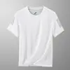 Camiseta Esportiva Masculina de Verão com Três Listras, Manga Curta, Malha de Secagem Rápida, Fina, Respirável, Absorvente de Suor, Camiseta Esportiva Solta e Elástica