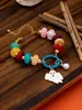 Pulsera de Cuentas de Colores con Colgante de Gato Fantasma y Sombrero de Mago Pulsera Apilable Joyería de Halloween