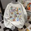 Moletom Falso Duas Peças Cartoon Anime Crayon Shin-Chan Outono/Inverno 2025 para Mulheres Camisa Casual com Patchwork Xadrez e Gola Polo