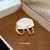 Aretes geométricos redondos de circonita chapados en oro real de 18k, estilo de lujo ligero de alta gama, aretes simples y de moda estilo ins para mujer