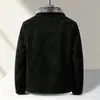 Chaqueta para Hombre 2026 Otoño/Invierno Cuello Alto con Cuello de Piel Desmontable, Integración Cuero-Piel, Casual de Negocios, Abrigo Engrosado y Cálido