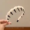 Faixa de Cabelo de Pelúcia com Dentes Ondulados para Mulheres, Novo Acessório de Coroa Alta de Outono para Cabelos Soltos, Faixa de Cabelo para Lavar o Rosto, Prendedor de Cabelo