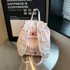 Versão Coreana da Nova Mochila Fofa de Orelhas de Coelho de Desenho Animado, Mochila Bidimensional Listrada, Mochila Fofa Fresca e Macia