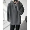 Suéter pesado con capucha de estilo retro casual para hombre, abrigo de otoño e invierno, talla grande para personas modernas y de mayor tamaño, tejido de punto con cuello en V
