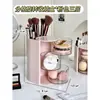 Caja de almacenamiento para esponjas giratoria a prueba de polvo tocador escritorio huevo de maquillaje soporte para lápiz de cejas cojín organizador de maquillaje labial