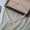 Moda Luxo Leve Jardim Monet Pingente de Flor Colar de Pérolas Personalidade Feminina Temperamento Doce Versátil Corrente para Clavícula Atacado