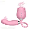 Flor de Rosa Cheia de Flores no Jardim, Segunda Geração Dupla Cabeça Vibratória Telescópica Sex Toy para Mulheres, Masturbação Feminina Sex Toy Adulto