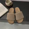 Elegantes sandalias de mujer sin cordones para otoño e invierno 2026, zapatillas peludas de suela gruesa para uso en exteriores, zapatillas casuales retro versátiles de punta abierta