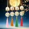 Flores y luna llena para el Festival de Medio Otoño, colgante de campana de palacio de conejo de jade, adorno colgante de borla hecho a mano DIY, carillón de viento para coche, accesorio colgante de decoración navideña