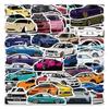 50 pegatinas de coches de dibujos animados para laptop, mano, agenda, carreras, decoración de vaso de agua, pegatinas impermeables DIY