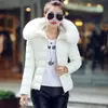 Chaqueta de Algodón Acolchada Nueva para Mujer de Otoño e Invierno, Abrigo Corto con Cuello de Piel Grande, Chaqueta de Algodón con Relleno de Plumón para Mujer, Abrigo de Algodón Talla Grande