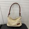 Bolso Cuadrado Pequeño Tejido de Paja Retro Simple al por Mayor Bolso de Mujer 2025 Verano Nuevo Estilo Bolso de Hombro Bolso Cruzado Versátil