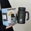 Taza Fría Simple y Elegante, Taza Térmica, Vaso de Agua de Gran Capacidad de Acero Inoxidable 316, Taza Portátil para Coche con Asa
