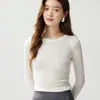 Baicai Terciopelo 2026 Nuevo Llegado Otoño Camisa Base de Punto de Cachemira de Manga Larga Ajustada de Cuello Redondo para Mujer Estilo Francés de Alta Gama