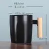 Taza creativa de cerámica con asa de madera y tapa, taza con filtro separador de té, taza de café para oficina, venta al por mayor