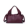 Bolsa plissada em formato de nuvem transfronteiriça nova, bolsa estilo bolinho retrô, bolsa tote leve, bolsa de ombro/transversal de couro macio casual e versátil