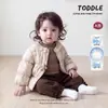Ropa de invierno estilo coreano para bebé niña niña pequeña chaqueta acolchada floral suéter tejido pantalones de algodón con encaje conjunto para niña