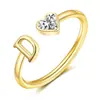 Anillo apilable de verano 26 iniciales en inglés y anillo de piedra natal, joyería simple para mujer, transfronterizo nuevo europeo y americano