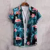 Estação Independente Europeia e Americana Nova Camisa Masculina Quente de Manga Curta Camisa Cardigan Havaiana Tendência com Impressão Digital 3D
