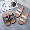 Nuevos Zapatos Birkenstock Verano 2025 Chanclas Casuales Ropa de Exterior de Verano para Mujer Zapatos de Suela Gruesa Sandalias de Tira Doble