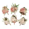 Yi Yaguo 444 Suministros de Boda Banquete Invitado Flores Artificiales Ramillete para Novio y Novia Flor de Mano Color Pasta de Frijol Rosa
